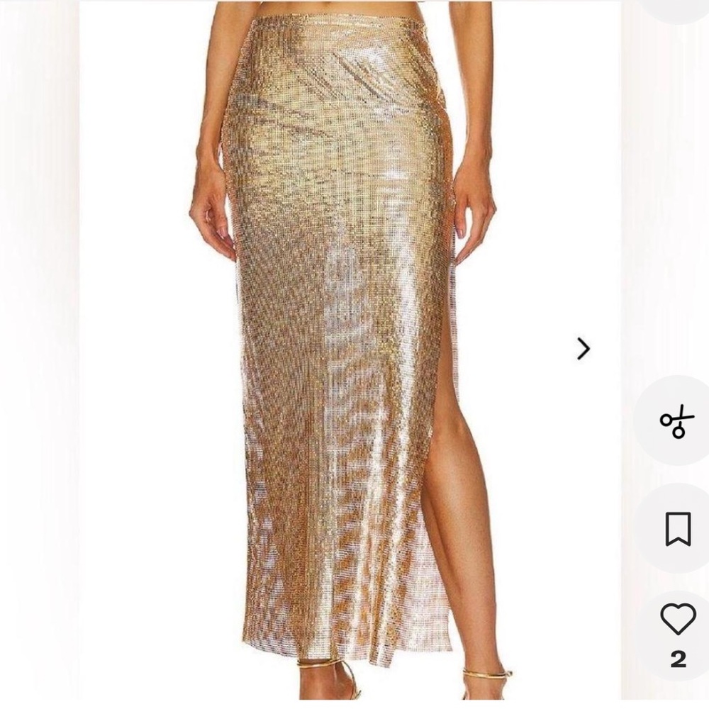 Lovers + Friends Shimmering Gold Maxi Skirt